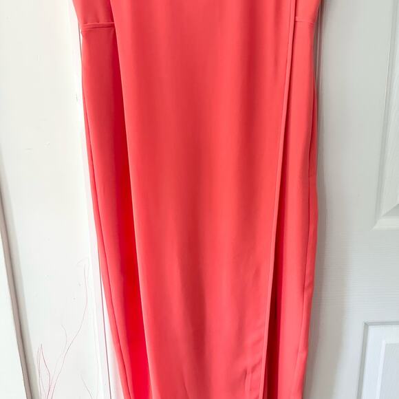BCBGMaxAzria Jesse Ambrosia Coral Strapless Chiffon Tulip Full Length Dress 8 - Picture 5 of 13